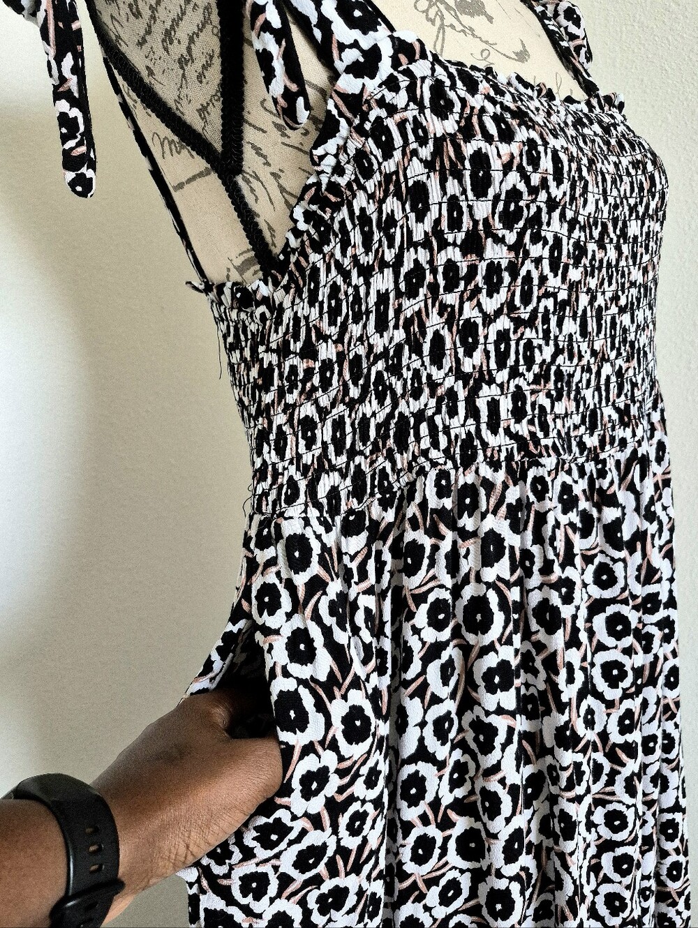 Diane von Furstenberg for Target Smocked Floral Maxi Dress Size L Boho Summer - Picture 13 of 15